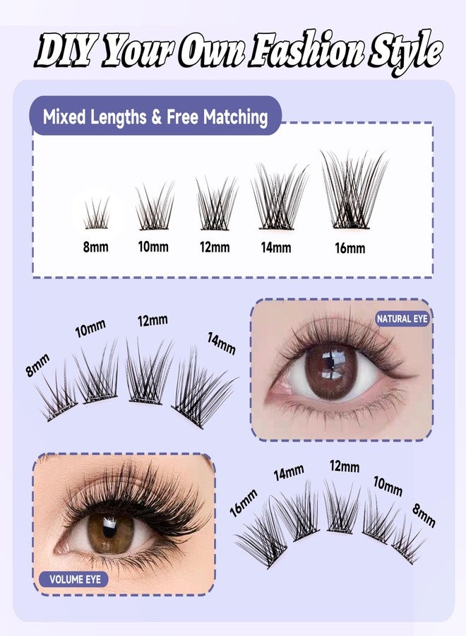 Dorisue Press On False Lashes Self Adhesive Eyelashes, Cat Eye Natural Wispy,8mm 12mm-14mm Reusable No Glue Needed Lash Kit, with Application Kit Tweezers and Back up glue - Image 3